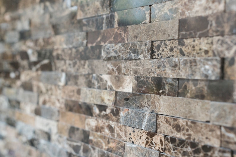 Facing brick 3D effect marble panels natural stone wall cladding self-adhesive DIY MOS200-0113