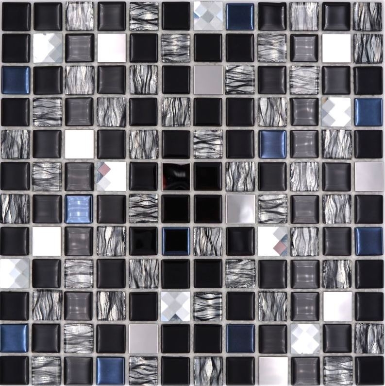 Edelstahl Glasmosaik Fliese Selbstklebend Küchenrückwand Wandverkleidung MOS200-4CM26