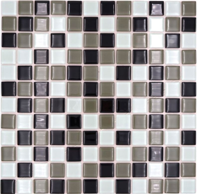 tessere autoadesive di mosaico di vetro nero fango bianco MOS200-4CM30
