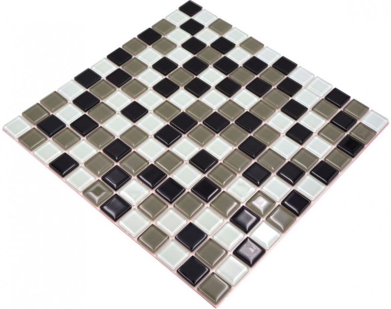 self-adhesive glass mosaic mosaic tile black mud white MOS200-4CM30