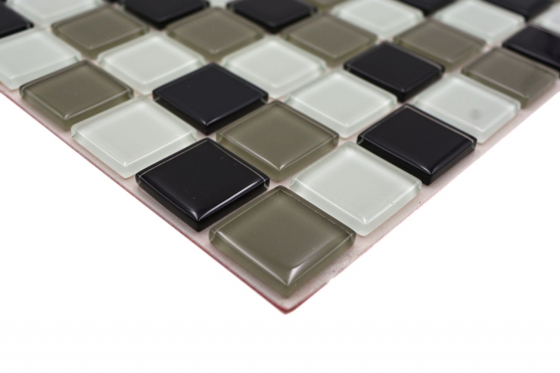 tessere autoadesive di mosaico di vetro nero fango bianco MOS200-4CM30