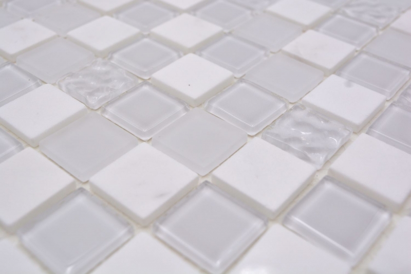 tessere autoadesive di mosaico in vetro pietra naturale bianco MOS200-4M332