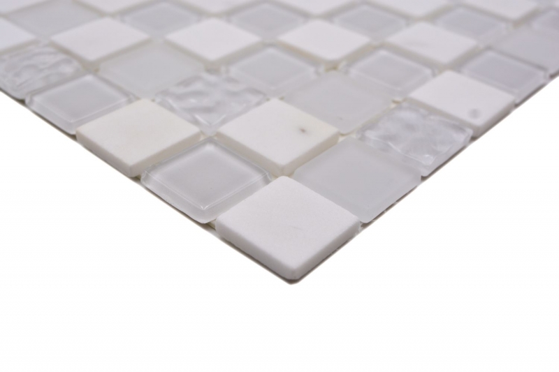 mosaïque de verre autocollante pierre naturelle blanche MOS200-4M332