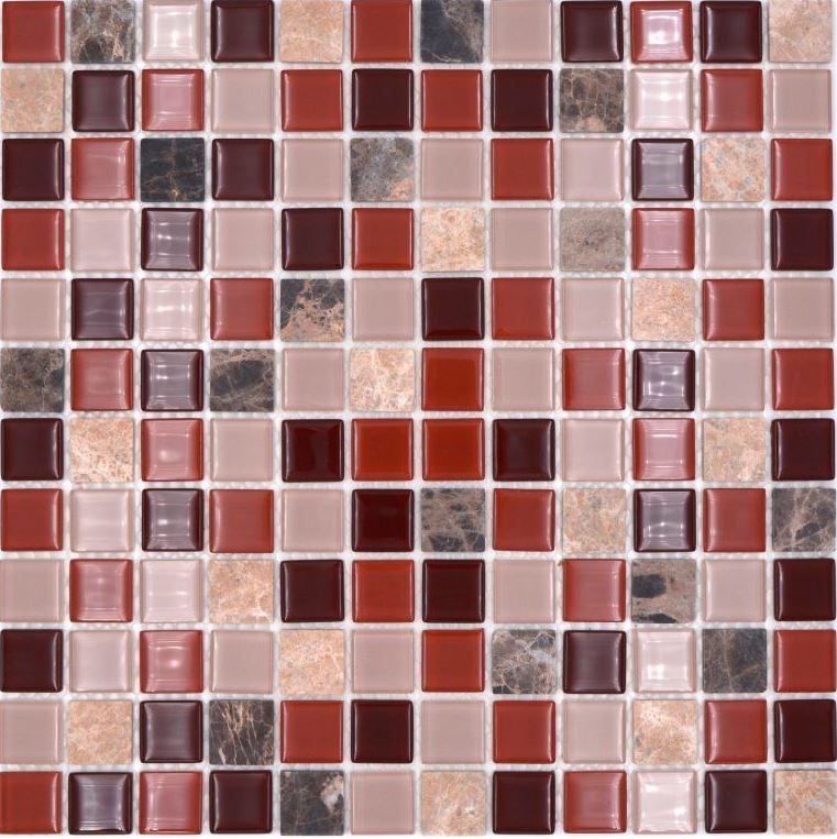 tessere autoadesive di mosaico di vetro pietra naturale rosa beige marrone emperador MOS200-4M352
