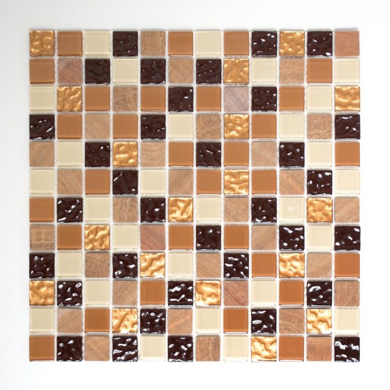 self-adhesive glass mosaic mosaic tile natural stone beige brown tile backsplash MOS200-4M372