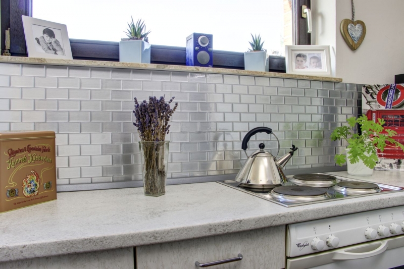pellicola autoadesiva mosaico vinile adesivo Metro argento piastrelle backsplash cucina backsplash decorazione