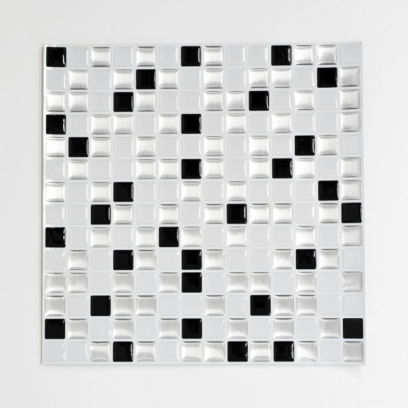 self-adhesive mosaic tiles optics vinyl adhesive film white silver black tile backsplash kitchen