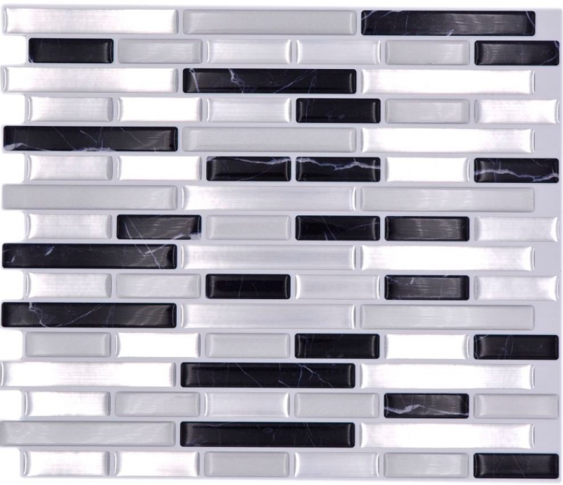 pellicola adesiva autoadesiva a mosaico in vinile bianco argento antracite backsplash cucina
