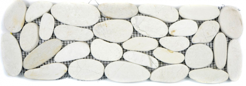 River ciottolo bianco crema avorio bordo ciottolo taglio piatto parete bagno pavimento cucina WC sauna - MOSBor-SK0101