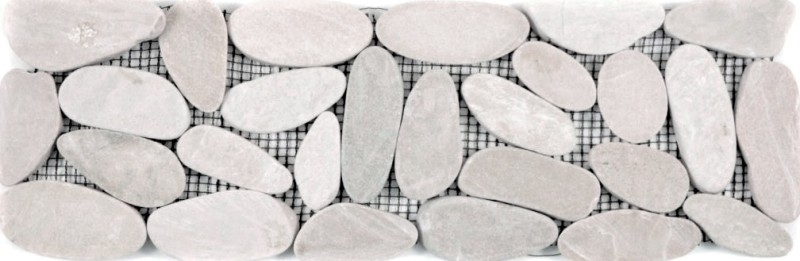 River pebbles light beige brown cream border pebble cut flat kitchen wall floor bathroom WC sauna - MOSBor-SK1202