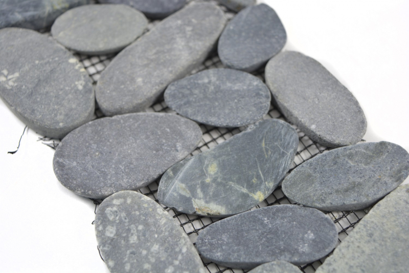 River pebbles black gray anthracite border pebble cut flat bathroom kitchen floor wall WC sauna - MOSBor-SK0202