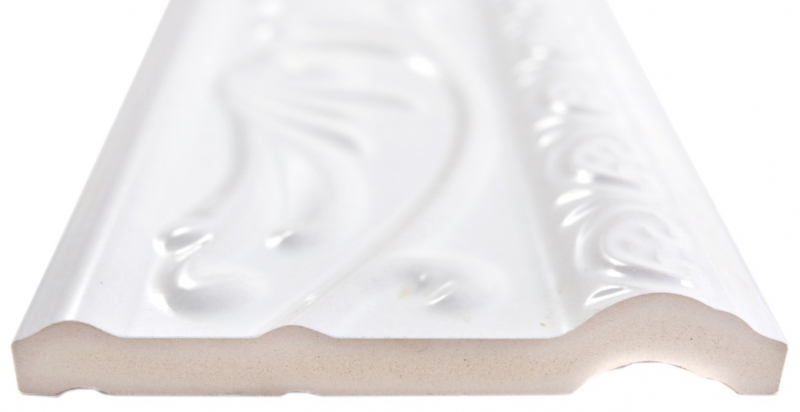 Ceramica bianca bordo SERAP struttura lucida look romano parete pavimento bagno cucina sauna WC - MOSBor-Nizza-0102