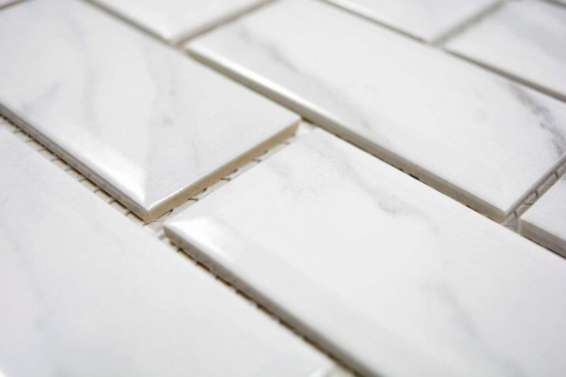 Hand-painted ceramic mosaic Metro Carrara backsplash kitchen splashback BATH shower MOS26M-0203_m