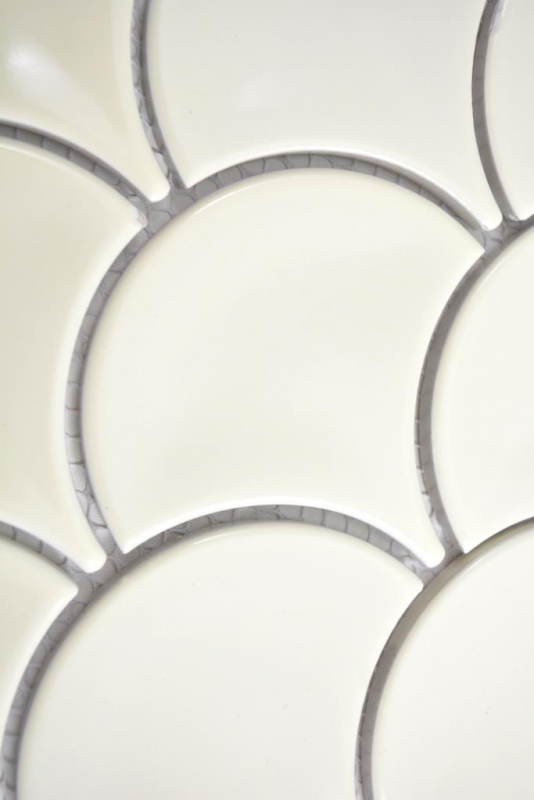 Handmuster Keramik Mosaik Fächer elfenbein glänzend Wand Fliesenspiegel Küche Dusche Bad MOS13-FS09_m