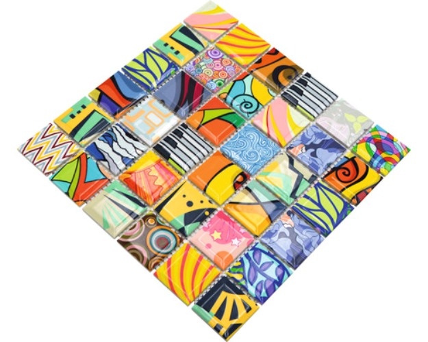 Keramik Mosaik Fliese Bunte Retro Style Mosaikfliesen POP UP ART Design Wandverkleidung Fliesenspiegel