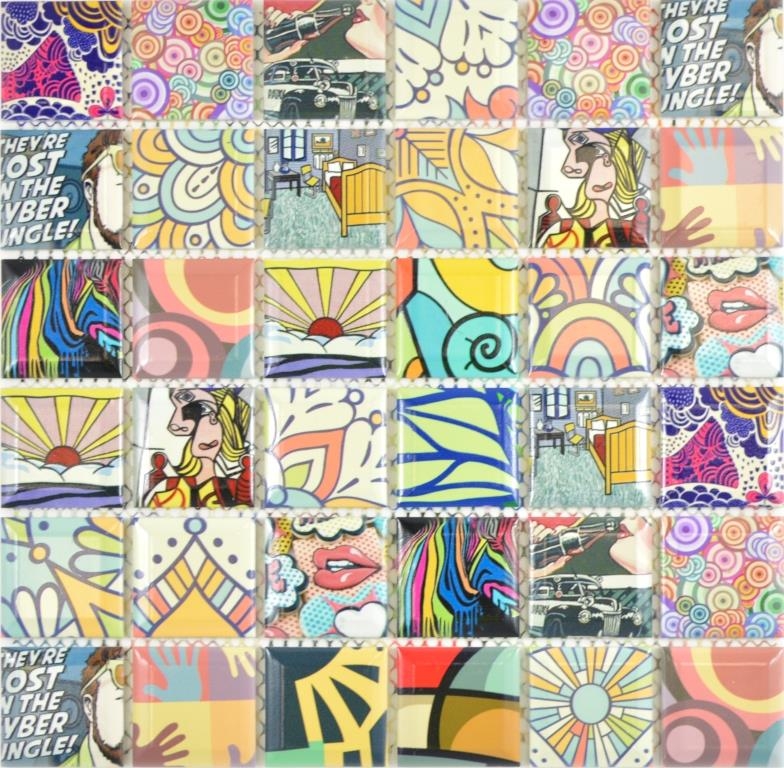 Piastrelle di ceramica a mosaico Piastrelle di mosaico colorate in stile retrò POP UP ART Design dellalzatina della cucina MODERN ART