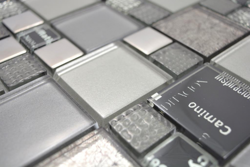 Transparent crystal mosaic glass mosaic silver black wall tile backsplash kitchen shower bathroom_f | 10 mosaic mats