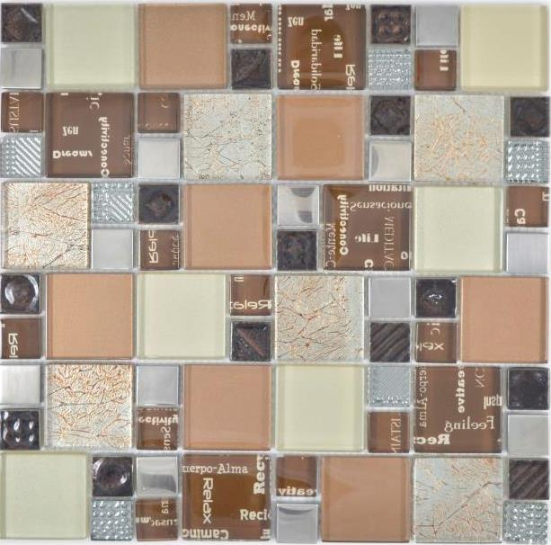 Mosaico di vetro tessere di mosaico argento crema beige marrone muro piastrelle backsplash cucina bagno