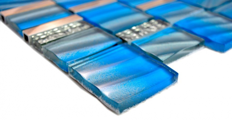 Glasmosaik Fliesen Metall Mosaik Alu Alumnium Mosaik Blau