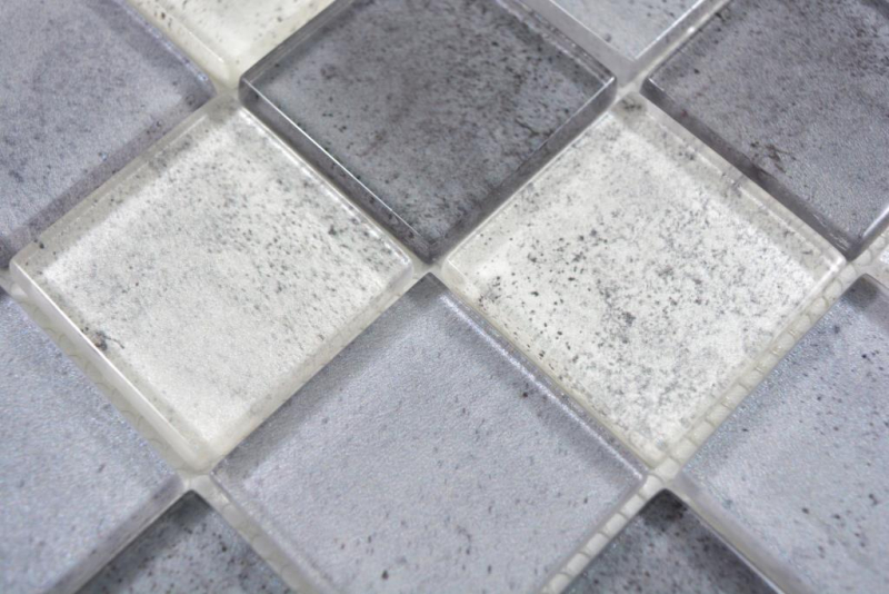 Mano modello trasparente cristallo vetro mosaico grigio parete piastrelle backsplash cucina doccia bagno MOS88-0022_m