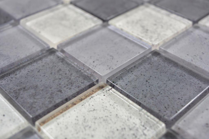 Handmuster Transparentes Crystal Glasmosaik grau Wand Fliesenspiegel Küche Dusche Bad MOS88-0022_m