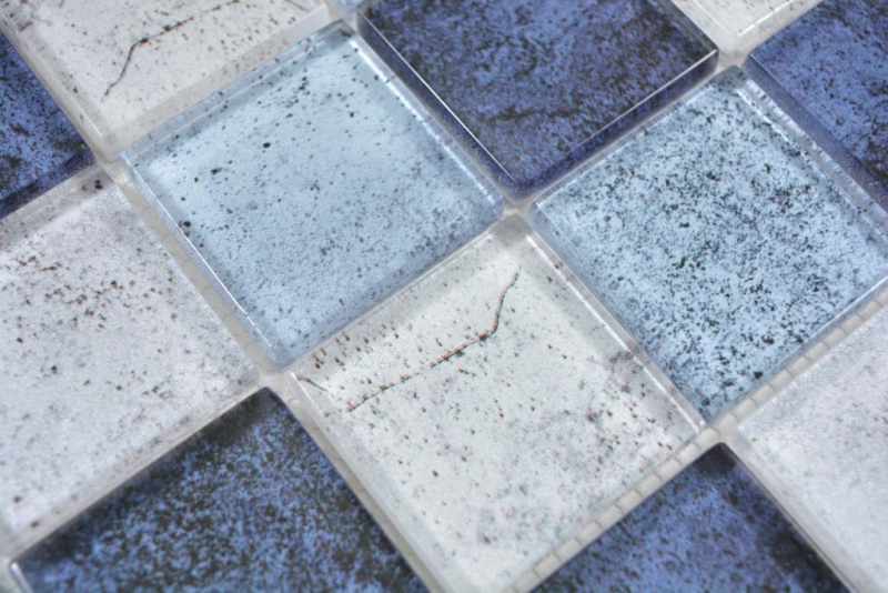 Retro Vintage Mosaik Fliese blau Glasmosaik Crystal für WAND BAD WC DUSCHE KÜCHE FLIESENSPIEGEL THEKENVERKLEIDUNG BADEWANNENVERKLEIDUNG Mosaikmatte Mosaikplatte