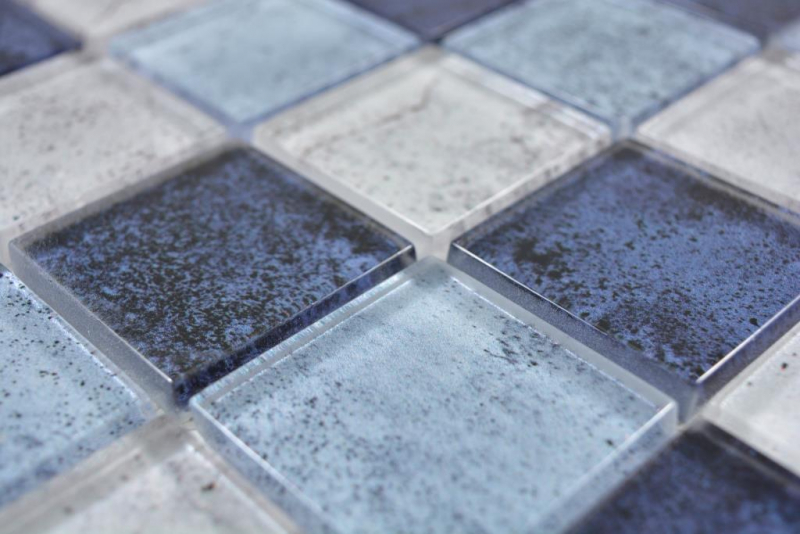 Mano modello trasparente cristallo vetro mosaico blu parete piastrelle backsplash cucina doccia bagno MOS88-0044_m