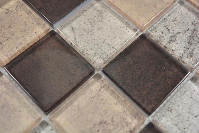 Mosaico di vetro tessere di mosaico crema beige marrone parete backsplash cucina bagno MOS88-1212