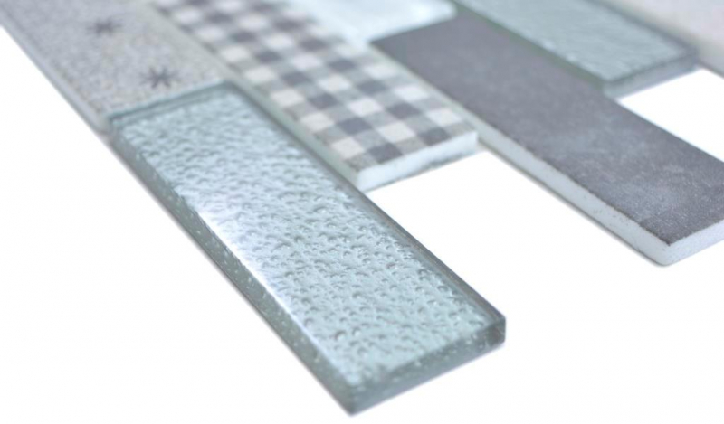 Mosaico traslucido Brick ECO mosaico di vetro retro grigio piastrelle muro backsplash cucina doccia bagno MOS88-R002_f | 10 tappetini di mosaico