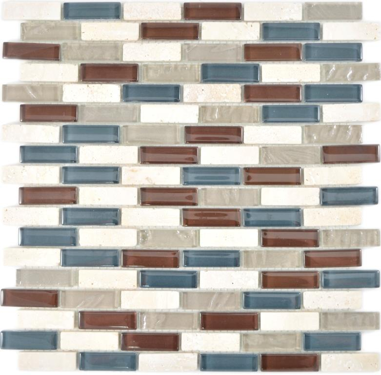 Hand sample translucent mosaic composite glass mosaic stone botticino clear gray brown MOS88-0213 _m