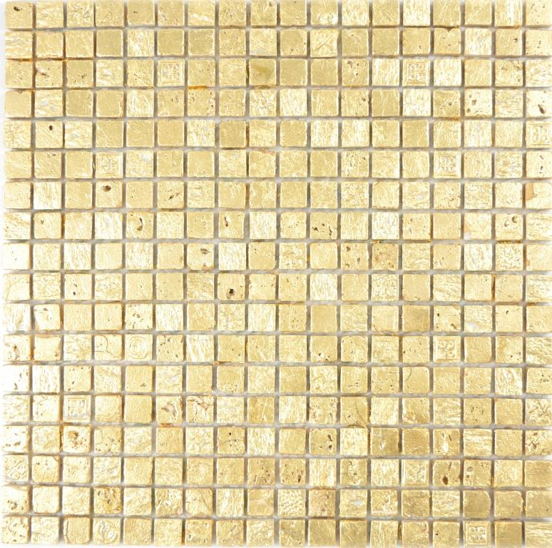 Glasmosaik gold Struktur Wandverblender Duschwand WC Küche 120-0782_f|10Matten 