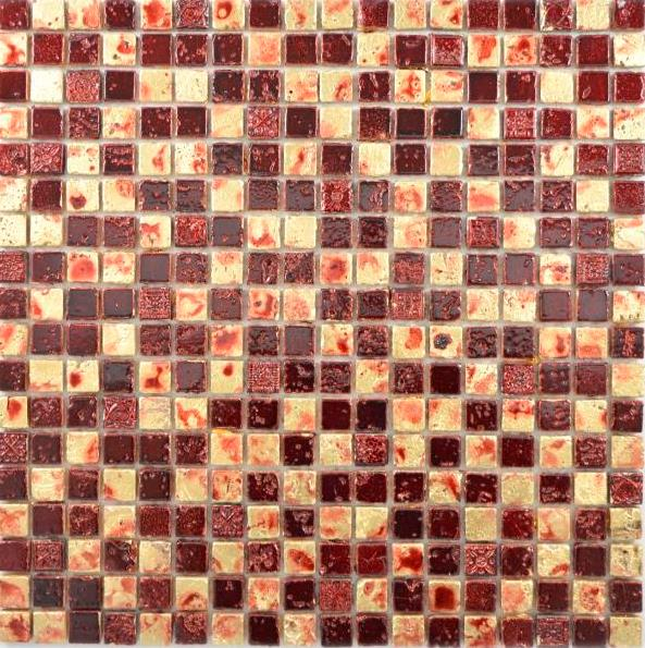 Handmuster Mosaik Stein Resin gold rot Wand Fliesenspiegel Küche  Bad MOS88-0709_m