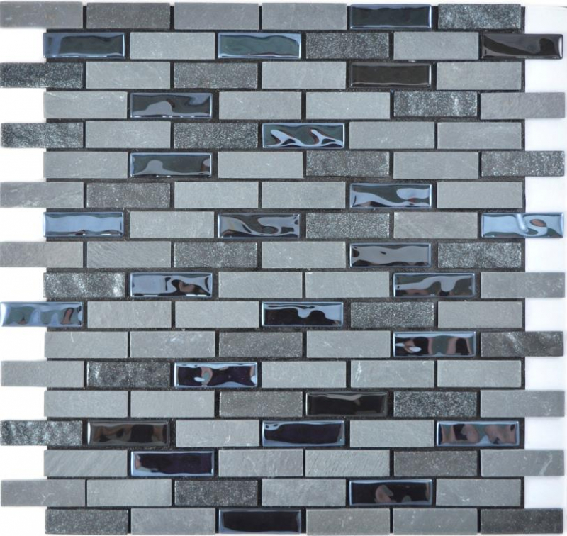 self-adhesive glass mosaic mosaic composite natural stone anthracite gray black tile backsplash MOS200-003