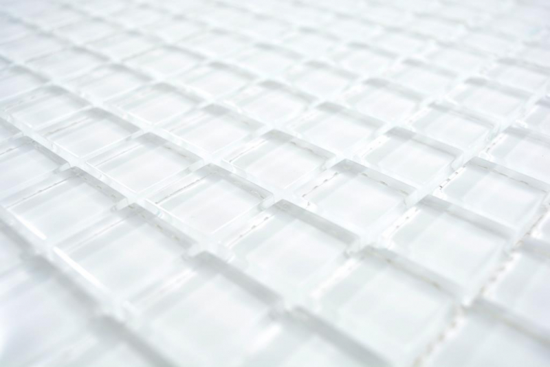Transparentes Crystal Glasmosaik superweiß Wand Fliesenspiegel Küche  Bad_f | 10 Mosaikmatten