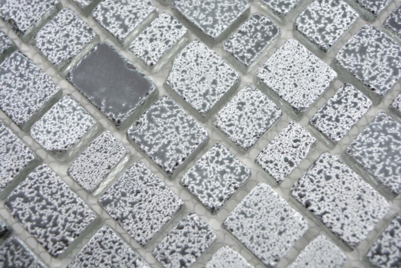 Glasmosaik Mosaikmatte Mosaikbordüre PIXEL grau anthrazit schwarz Wand Fliesenspiegel Küche  Bad