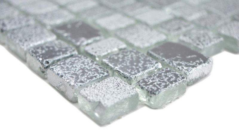 Mosaïque transparente Crystal Mosaïque de verre gris noir mur carreaux cuisine salle de bain_f | 10 tapis de mosaïque