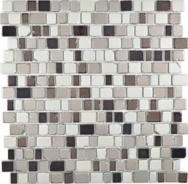 Mosaico di vetro Tappetino di mosaico Bordo di mosaico grigio beige fango caffè Rivestimento di piastrelle Cucina Bagno