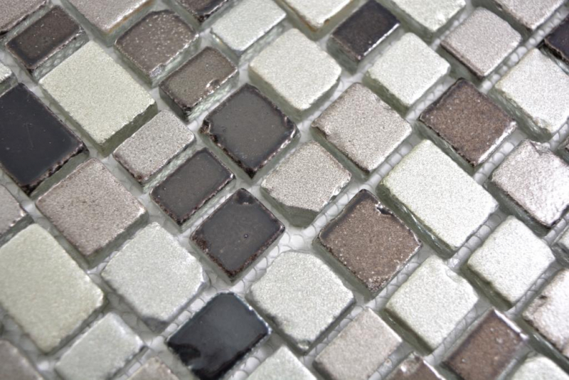 Glasmosaik Mosaikmatte Mosaikbordüre grau beige schlamm coffee Wand Fliesenspiegel Küche Bad