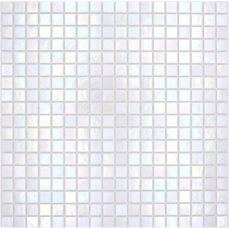 Mosaïque de verre Carreaux de mosaïque blanc nacré iridium irisé mur mur bac à douche MOS58-0103