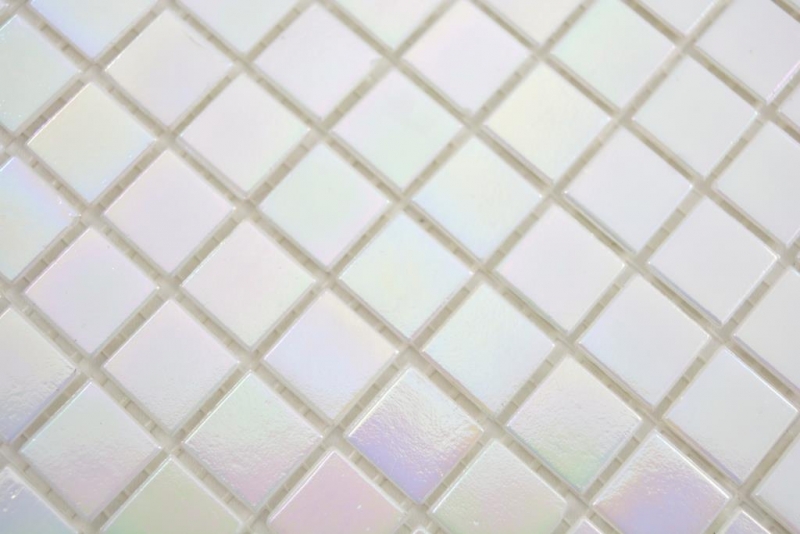 Mosaïque de verre Carreaux de mosaïque blanc nacré iridium irisé mur mur bac à douche MOS58-0103