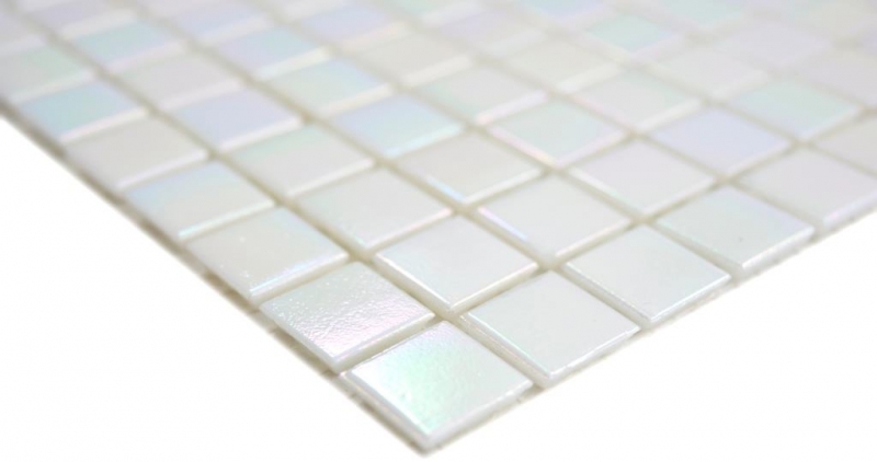 Glass mosaic mosaic tiles white mother-of-pearl iridium iridescent wall shower wall shower tray MOS58-0103