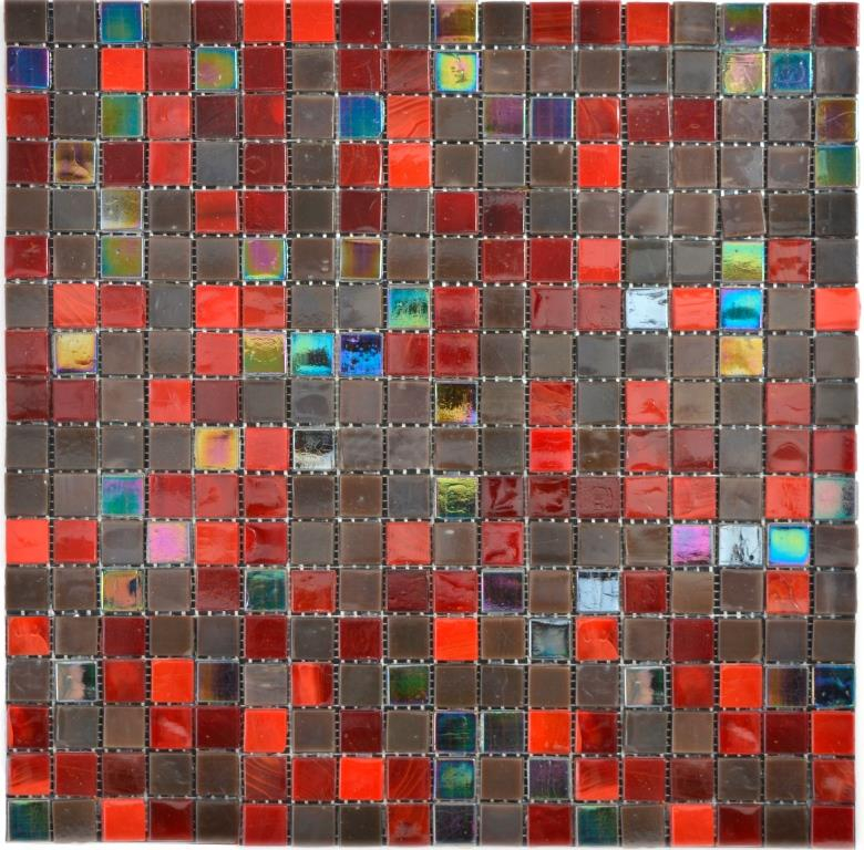Glass mosaic mosaic tiles brown red iridescent wall tile backsplash kitchen MOS58-0913