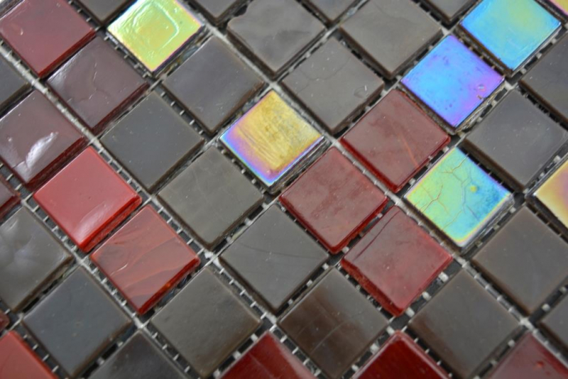 Glass glass mosaic brown red wall tile backsplash kitchen bathroom_f | 10 mosaic mats