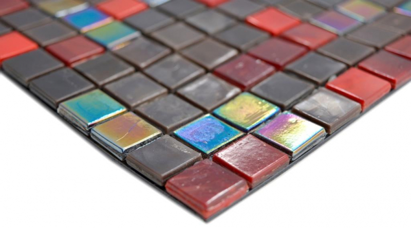 Mosaico di vetro tessere di mosaico marrone rosso iridescente parete piastrelle backsplash cucina MOS58-0913