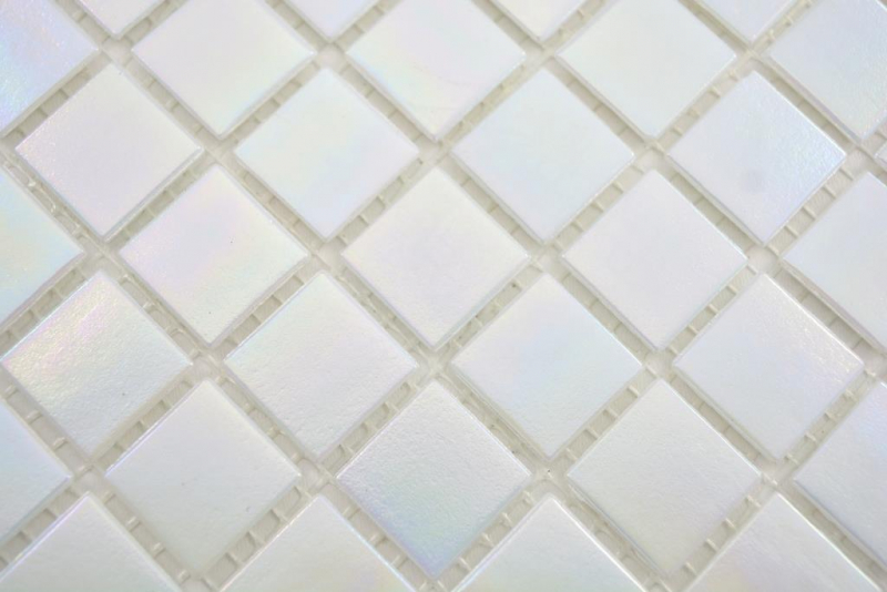 Mosaïque de verre Carreaux de mosaïque blanc nacré arc-en-ciel iridium Carrelage cuisine salle de bain MOS240-WA02-N