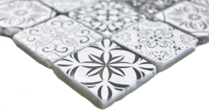 Transparent crystal glass mosaic retro black&white wall tile backsplash kitchen bathroom MOS63-0103_f | 10 mosaic mats