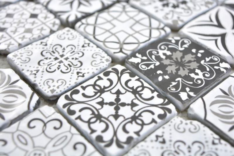 Hand pattern transparent crystal glass mosaic retro black&white wall tile backsplash kitchen bathroom MOS63-0103_m