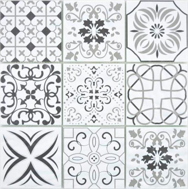 Hand pattern transparent crystal glass mosaic retro black&white wall tile backsplash kitchen bathroom MOS160-0301_m