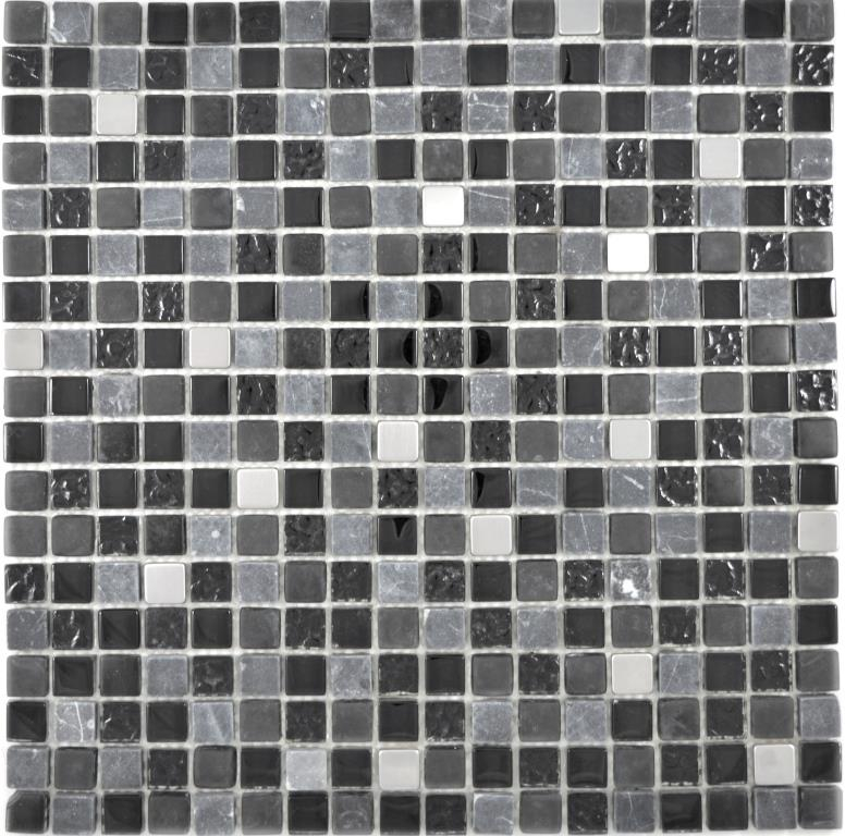 Mosaico di vetro pietra naturale mosaico piastrelle acciaio inox nero argento antracite opaco parete piastrelle backsplash cucina bagno - MOS92-0322