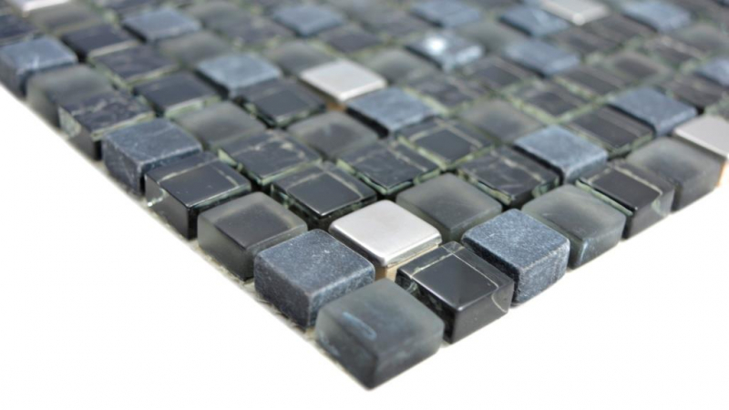 inox translucide mosaïque de verre pierre acier noir verre mat mur carrelage cuisine salle de bain MOS92-0322_f | 10 tapis de mosaïque
